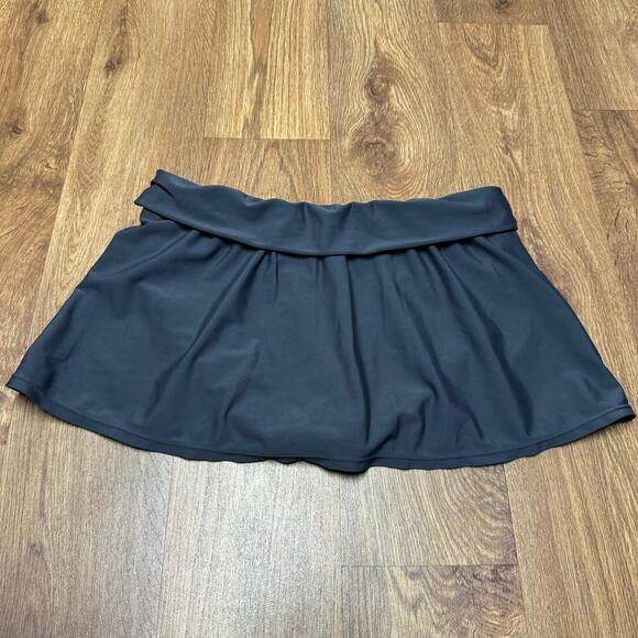 Athleta Womens Charcoal Gray Shirred Swim Skirt Attached Brief Size Small - Picture 2 of 7